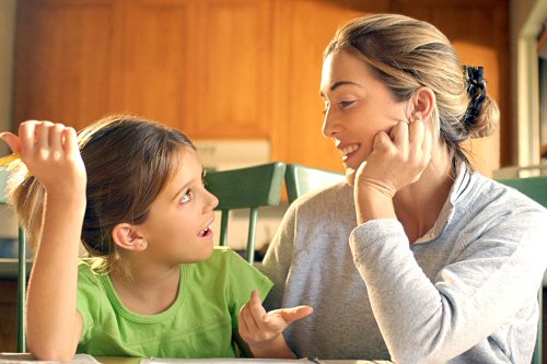 Parent explaining to child