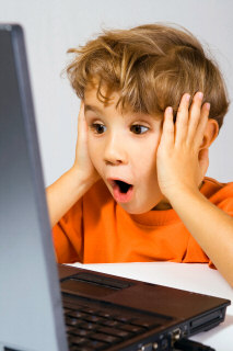 Kid enjoying surfing the web